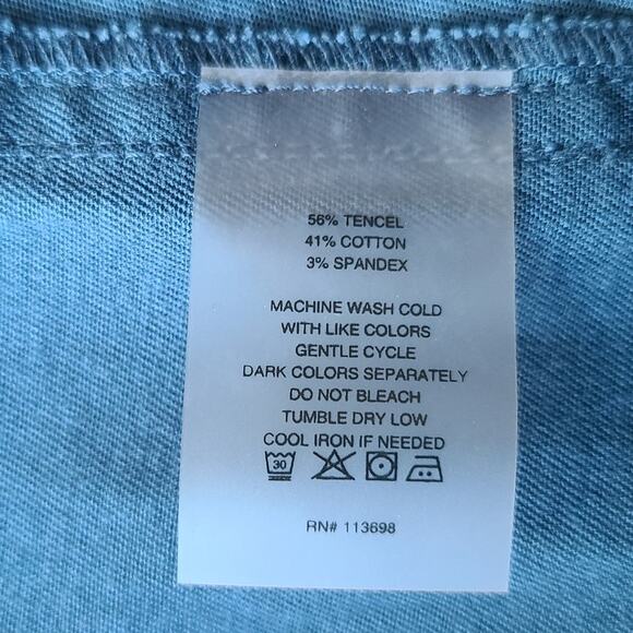 Margaret O'Leary Wide Leg High Waist Blue Cotton Blend Chino Pants Size Medium - Picture 6 of 7